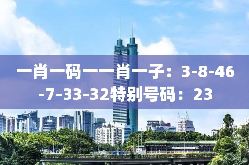 一肖一码一一肖一子：3-8-46-7-33-32特别号码：23