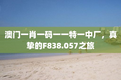 澳门一肖一码一一特一中厂，真挚的F838.057之旅