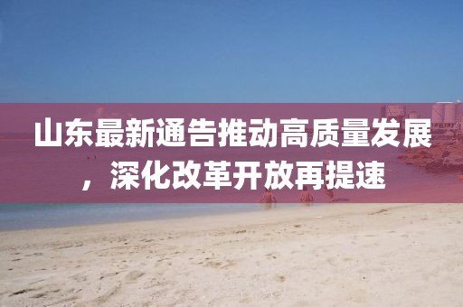 山东最新通告推动高质量发展，深化改革开放再提速