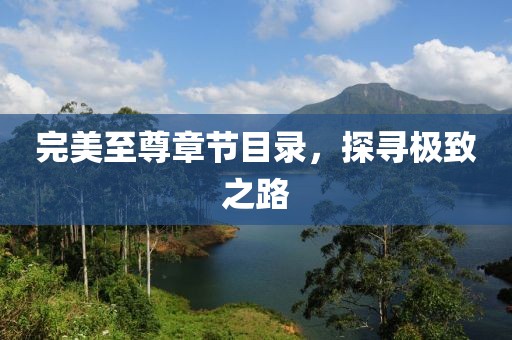 完美至尊章节目录，探寻极致之路