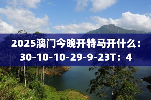 2025澳门今晚开特马开什么：30-10-10-29-9-23T：4