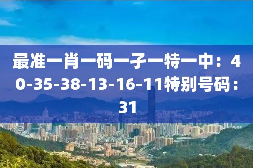 最准一肖一码一孑一特一中：40-35-38-13-16-11特别号码：31