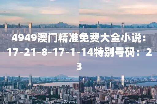 4949澳门精准免费大全小说：17-21-8-17-1-14特别号码：23