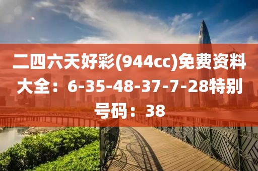 二四六天好彩(944cc)免费资料大全：6-35-48-37-7-28特别号码：38