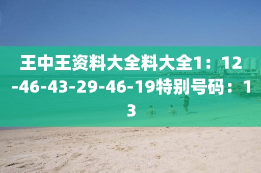 王中王资料大全料大全1：12-46-43-29-46-19特别号码：13