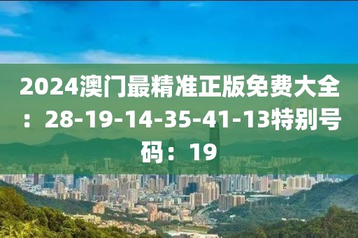 2024澳门最精准正版免费大全：28-19-14-35-41-13特别号码：19