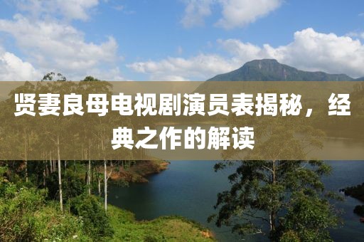 贤妻良母电视剧演员表揭秘，经典之作的解读