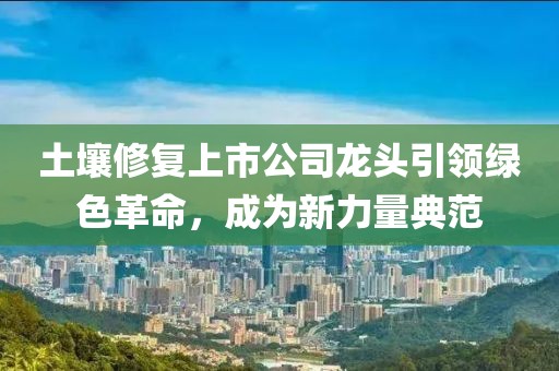 土壤修复上市公司龙头引领绿色革命，成为新力量典范
