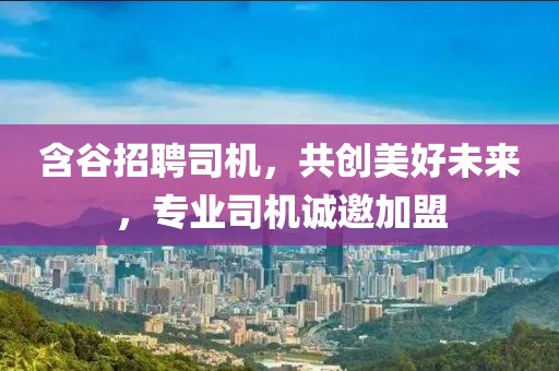 含谷招聘司机，共创美好未来，专业司机诚邀加盟