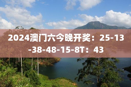 2024澳门六今晚开奖：25-13-38-48-15-8T：43