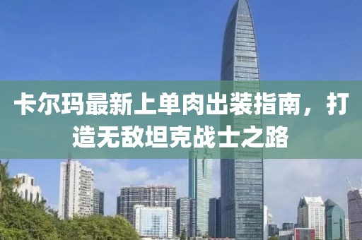 卡尔玛最新上单肉出装指南，打造无敌坦克战士之路