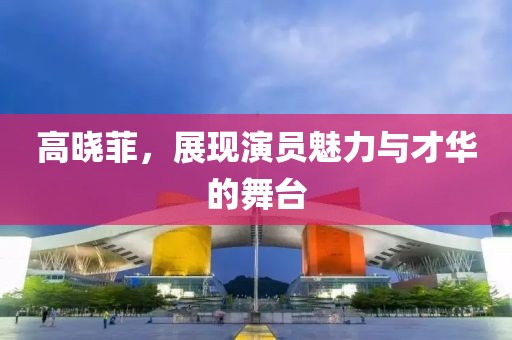 高晓菲，展现演员魅力与才华的舞台