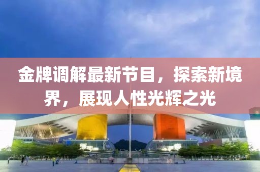 金牌调解最新节目，探索新境界，展现人性光辉之光