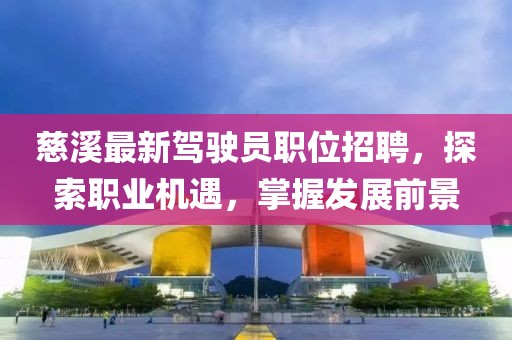 慈溪最新驾驶员职位招聘，探索职业机遇，掌握发展前景