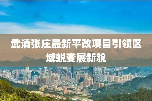 武清张庄最新平改项目引领区域蜕变展新貌