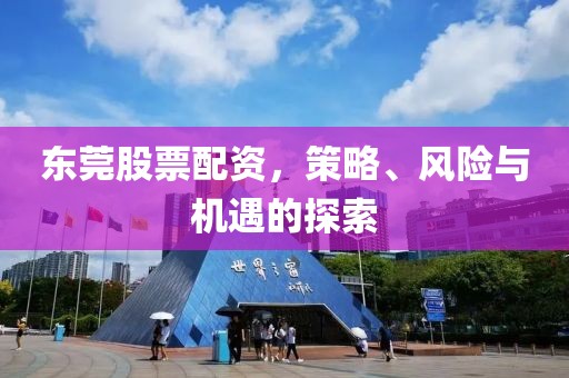 东莞股票配资，策略、风险与机遇的探索