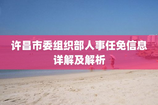许昌市委组织部人事任免信息详解及解析