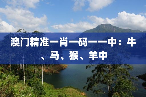 澳门精准一肖一码一一中：牛、马、猴、羊中