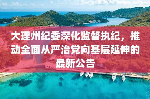 大理州纪委深化监督执纪，推动全面从严治党向基层延伸的最新公告