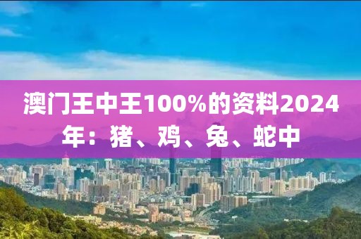 澳门王中王100%的资料2024年：猪、鸡、兔、蛇中