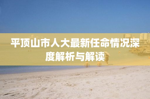 平顶山市人大最新任命情况深度解析与解读