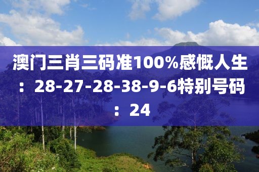 澳门三肖三码准100%感慨人生：28-27-28-38-9-6特别号码：24