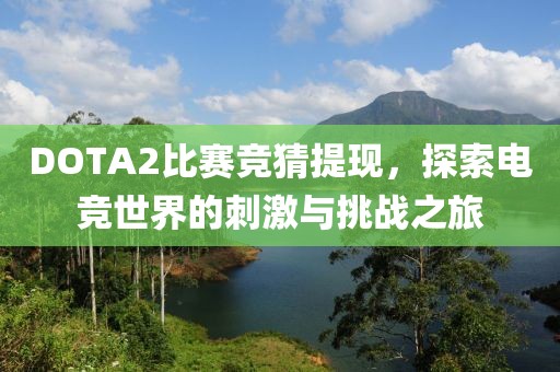 DOTA2比赛竞猜提现，探索电竞世界的刺激与挑战之旅