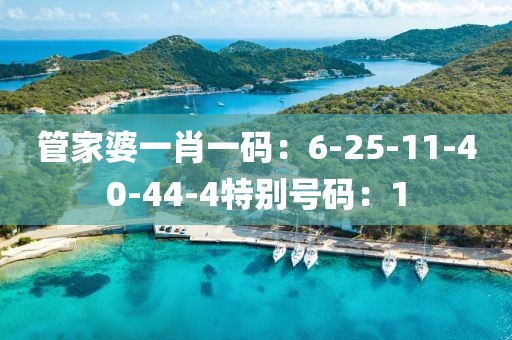管家婆一肖一码：6-25-11-40-44-4特别号码：1