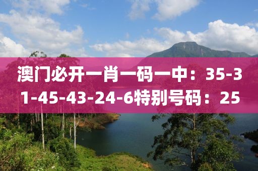 澳门必开一肖一码一中：35-31-45-43-24-6特别号码：25