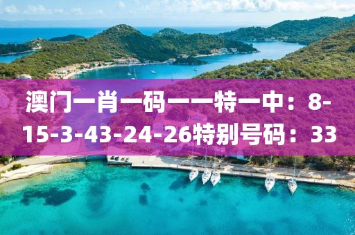 澳门一肖一码一一特一中：8-15-3-43-24-26特别号码：33