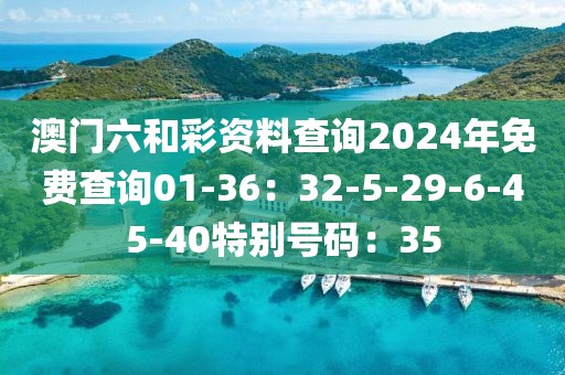 澳门六和彩资料查询2024年免费查询01-36：32-5-29-6-45-40特别号码：35